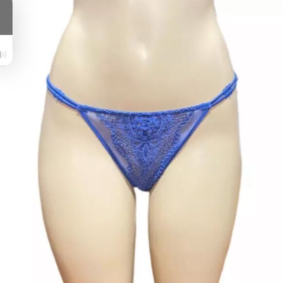 Victoria’s Secret Especial Edition Sexy Crochet lace Itsy Mini Panty Teal Large - Picture 5 of 6